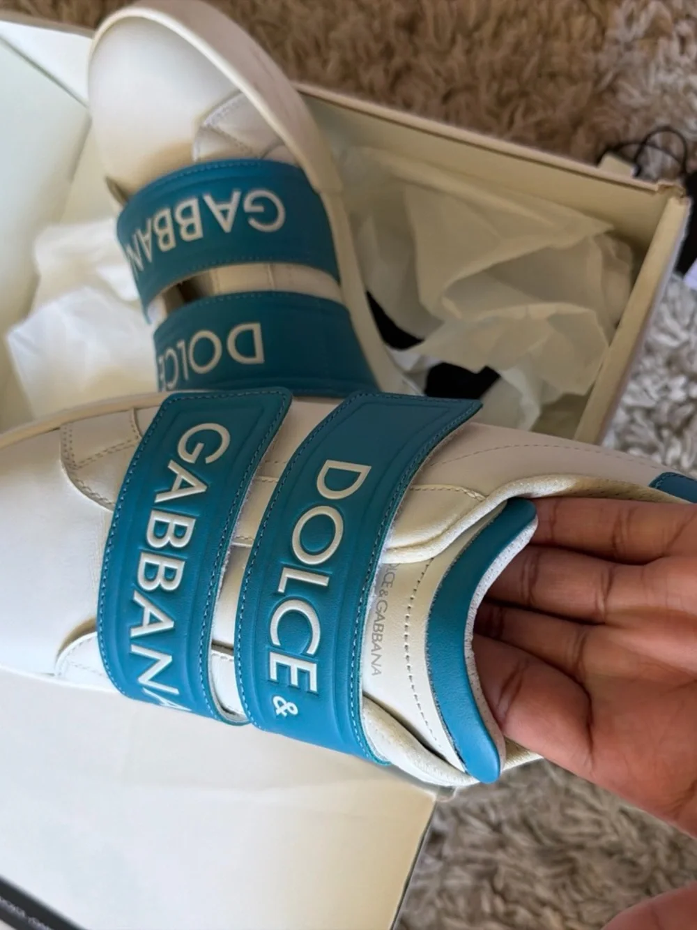 Dolce & Gabbana White & Blue Sneakers size 6-6.5